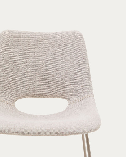 Zahara chair in beige with steel legs in a beige finish