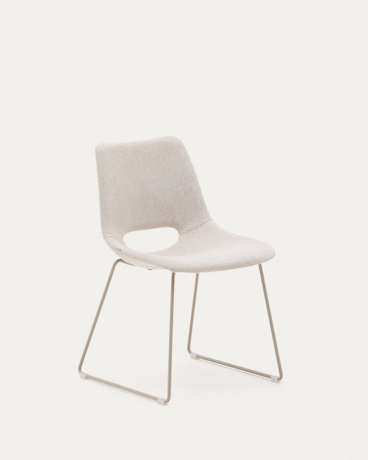 Zahara chair in beige with steel legs in a beige finish