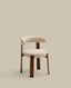 Granite fire-retardant chair in beige chenille and solid ash wood with walnut-coloured finish FSC 100%