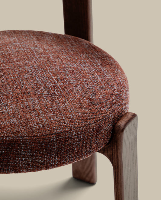 Granite chair in brown chenille and with solid ash wood in a walnut finish FSC 100%