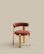 Granite fire-retardant chair in terracotta chenille and solid ash wood with natural-coloured finish FSC 100%