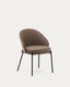 Eamy chair in brown polyurethane, ash veneer with walnut and black metal finish