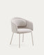 Idaira chair in thick beige chenille and steel legs in a beige finish, FSC Mix Credit