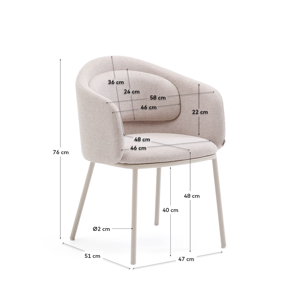 Idaira chair in beige and steel legs in a beige finish, FSC Mix Credit