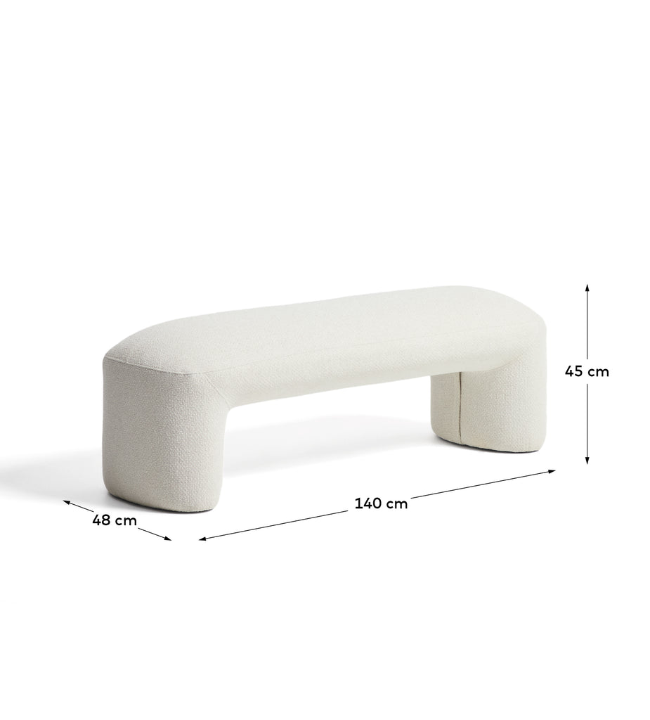 Alira beige chenille bench 140 cm FSC Mix Credit