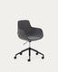 Tissiana dark grey and aluminium desk chair with matt black finish