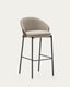 Eamy stool light brown chenille and ash wood veneer with a walnut finish and black metal 77 cm