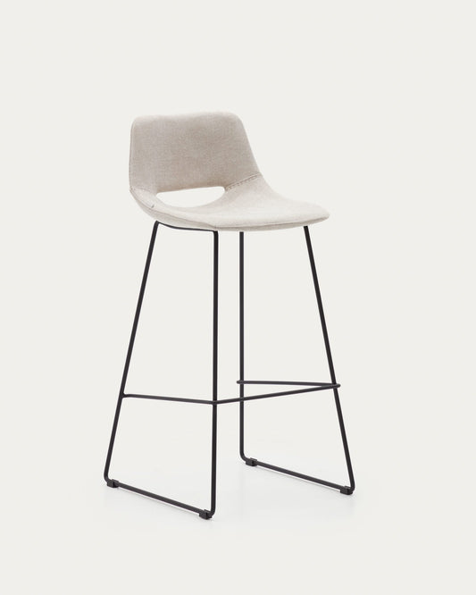 Zahara beige stool with steel in a black finish, height 76 cm