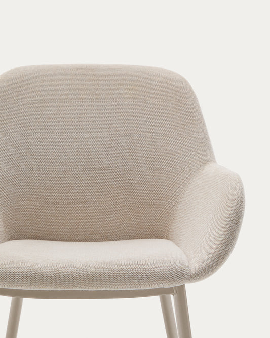Konna chair in beige and steel legs in a painted beige finish