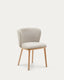 Ciselia chair beige chenille and solid ash wood natural tone finish FSC Mix Credit