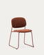 Meli stackable chair in terracotta chenille with terracotta metal legs FSC Mix Credit