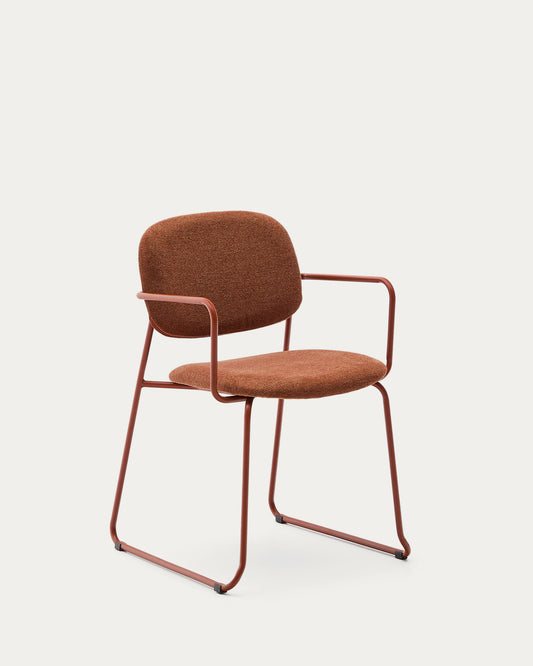 Meli chair in terracotta chenille with terracotta metal frame FSC Mix Credit