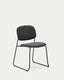 Meli stackable chair in grey chenille with grey metal legs FSC Mix Credit