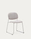 Meli stackable chair in beige chenille with beige metal legs FSC Mix Credit