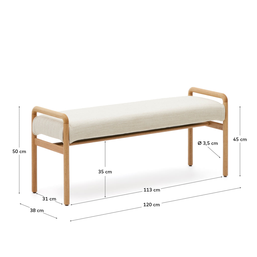 Macaret bench with removable cover solid oak wood with natural finish 120 cm FSC Mix Credit