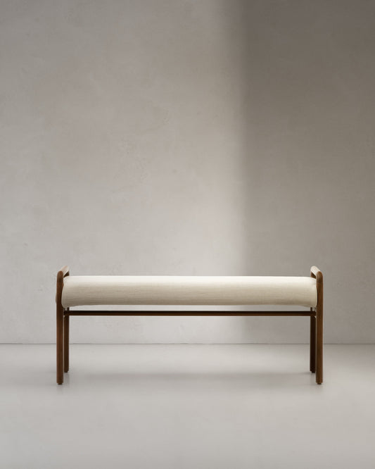 Macaret bench with removable cover solid oak wood with walnut finish 120 cm FSC Mix Credit