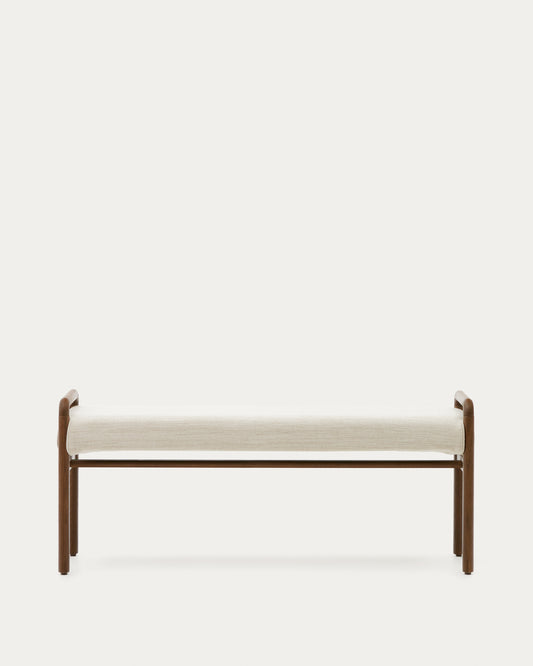 Macaret bench with removable cover solid oak wood with walnut finish 120 cm FSC Mix Credit