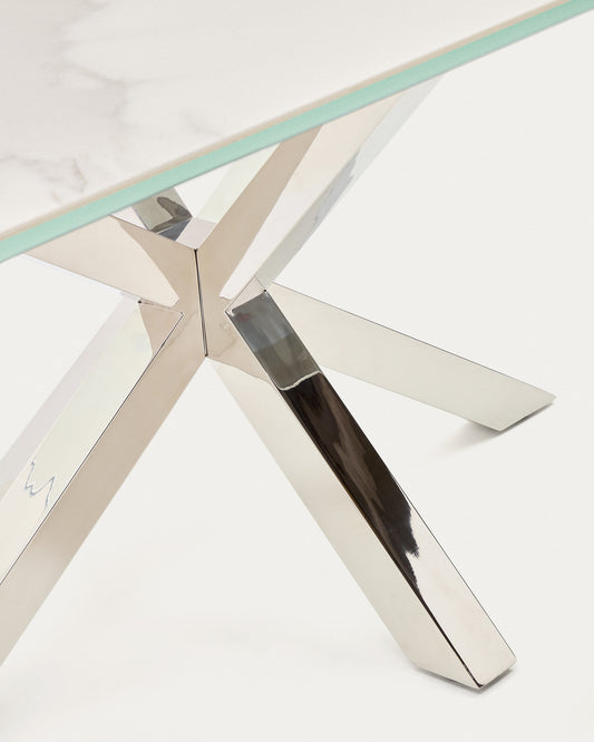 Argo table in Iron Moss porcelain and stainless steel legs, 200 x 100 cm