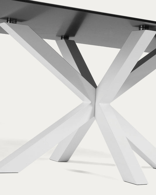 Argo table 180x100 cm, epoxy white and black glass