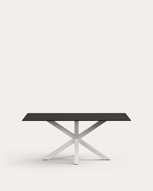 Argo table 180x100 cm, epoxy white and black glass