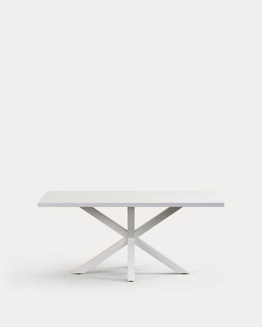 Argo table in melamine with black finish and steel legs with white finish 180 x 100 cm