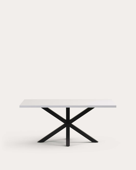 Argo table in melamine with white finish and steel legs with black finish 180 x 100 cm