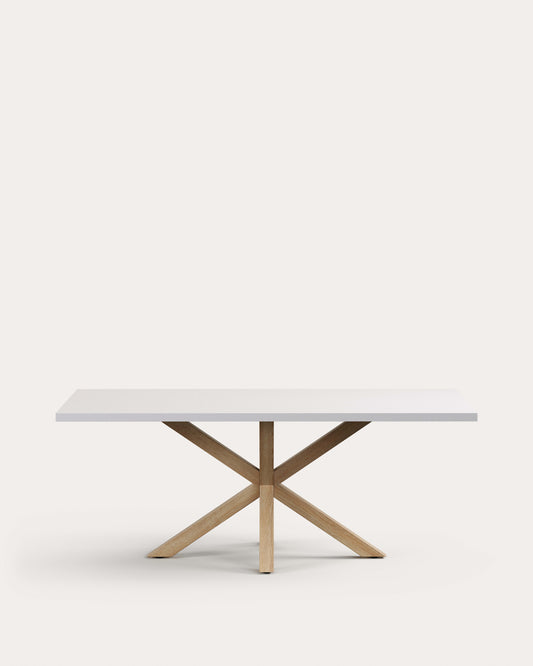 Argo table in melamine with white finish and wood-effect steel legs 200 x 100 cm