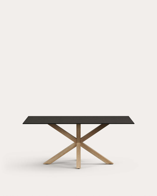 Argo table 180x100 cm, steel in sonoma and black glass