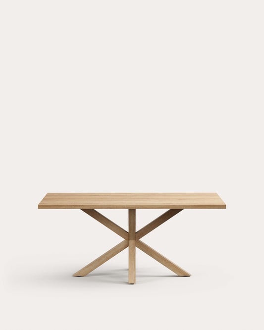 Argo table in melamine with natural finish and wood-effect steel legs 180 x 100 cm