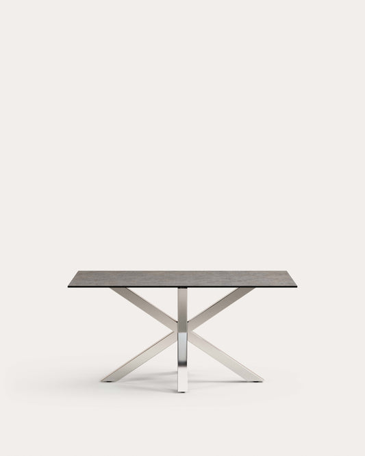 Argo table in Iron Moss porcelain and stainless steel legs, 160 x 90 cm