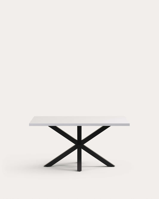 Argo table in melamine with white finish and steel legs with black finish 160 x 100 cm