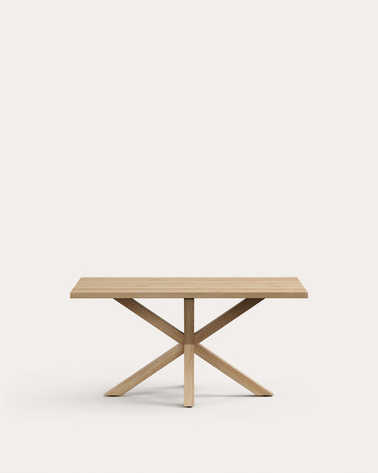 Argo table in whitewashed oak veneer and wood-effect steel legs 160 x 90 cm