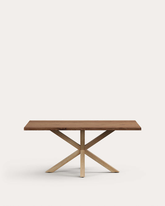 Argo table in aged oak veneer and wood-effect steel legs 180 x 100 cm