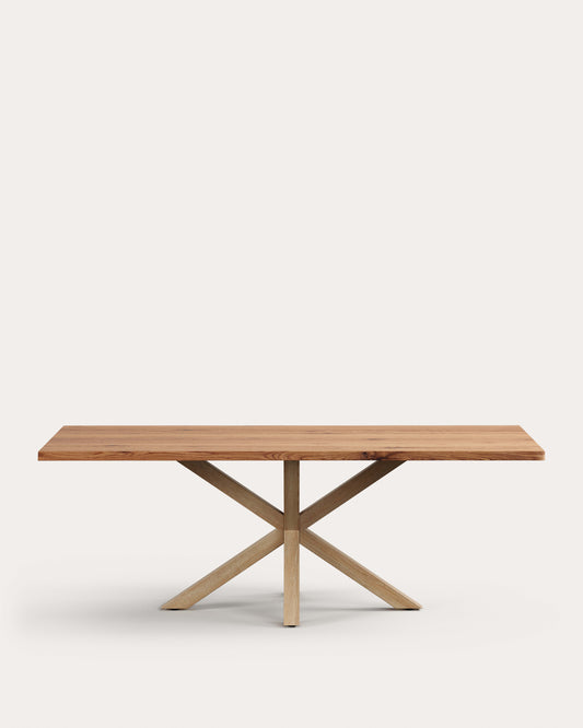 Argo table in oak veneer in a natural finish and wood-effect steel legs 220 x 100 cm