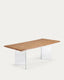 Lotty oak veneer table wit a natural finish and glass legs, 220 x 100 cm