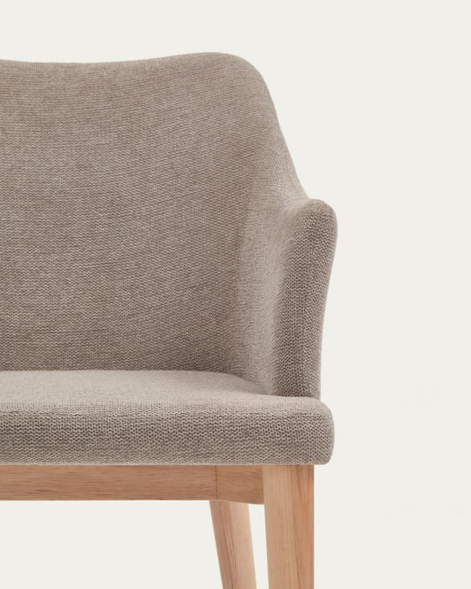 Croft chair in brown chenille with solid ash wood legs