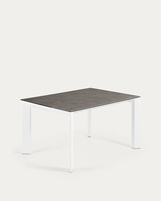 Axis porcelain extendable table in Volcano Ash finish with white steel legs 140 (200) cm