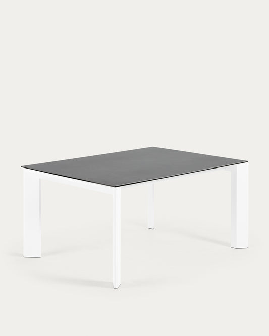 Axis porcelain extendable table in Volcano Rock finish with white legs 160 (220) cm