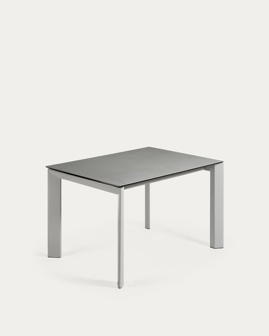 Axis extendable ceramic table with Hydra Plomo finish and grey steel legs 120 (180) cm