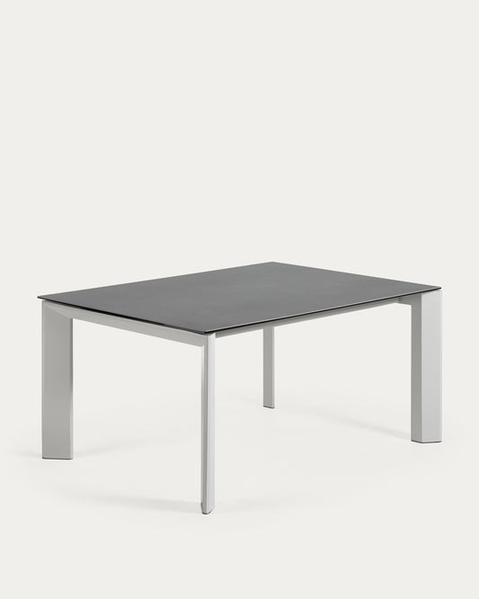 Axis porcelain extendable table in Volcano Rock finish with grey legs 160 (220) cm