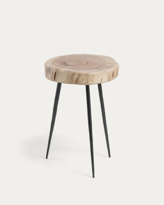 Eider solid acacia wood and steel side table, Ø 35 cm