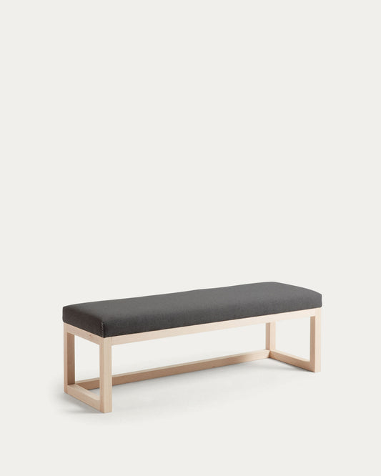 Loya solid beech wood bench in black, 128 cm