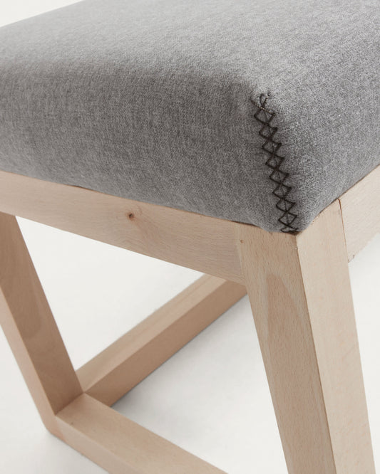 Grey Loya bench in solid beech wood 128 cm