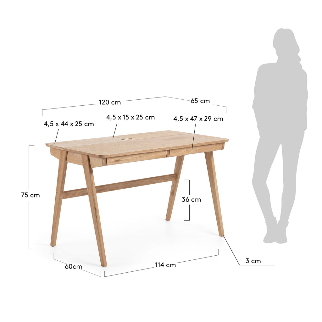 Julia table in veneer and solid ash wood 120 x 65 cm