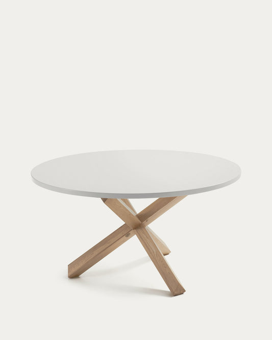 Lotus table in white with solid oak legs, Ø 135 cm