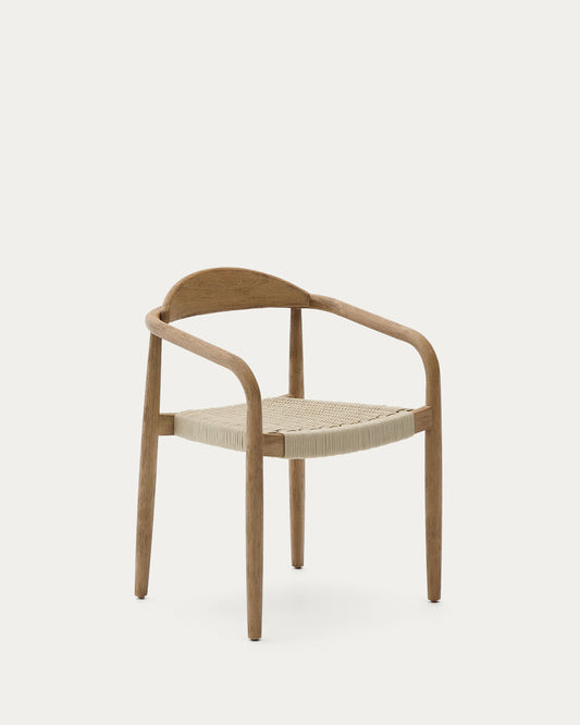 Nina stackable chair made of FSC 100% solid acacia wood and ecru rope cord
