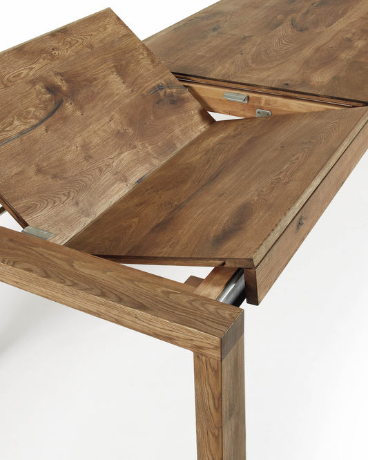 Briva extendable table with a distressed oak wood veneer finish, 180 (220) x 90 cm