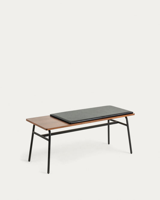 Carabel bench in steel and walnut veneer, 100 cm