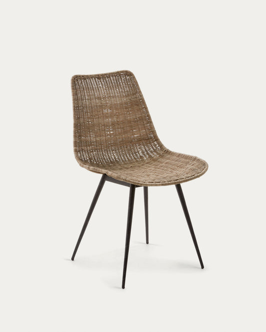 Equal chair made from rattan, with black finished steel legs