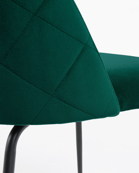 Ivonne chair velvet dark green and black metal